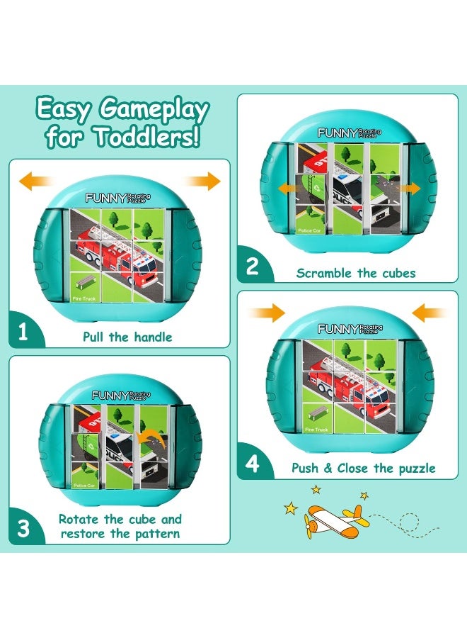 Rotating Puzzle For Kids 3 4 5 6 7 8 Year Old, 4 Puzzles In 1, Toddlers Travel, Car, Airplane, Road Trip Activities, Fine Motor Skills, Fidget, Gift For Boys  Girls Ages 3+ - Image 2